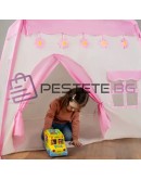 Детска палатка със светлини от памучни топки